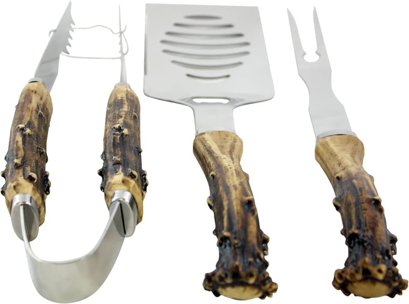 PINE RIDGE Antler Handle 3-Piece BBQ Grilling Set