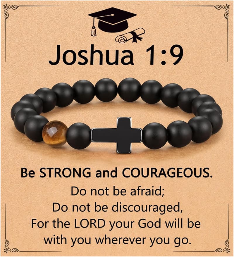 Christian Graduation Cross Bracelet for Him - Gift for Son, Nephew, Brother