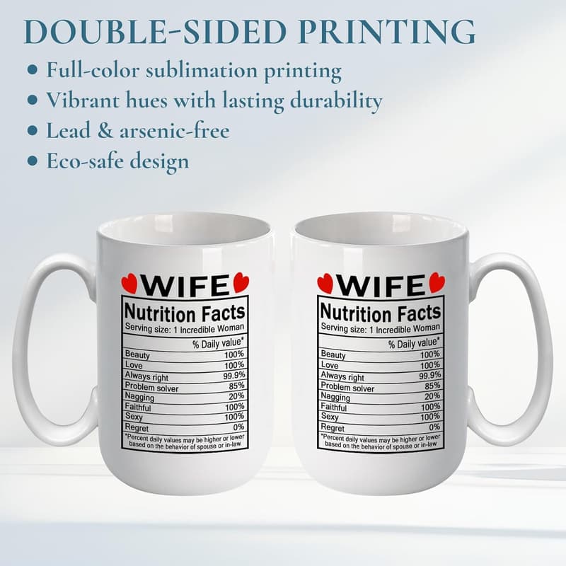 Custom Nutritional Facts Coffee Mug for Wife