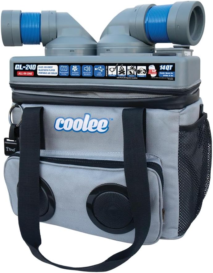 Portable Air Cooler with Bluetooth Speakers – 14 Qt Insulated Ice Chest