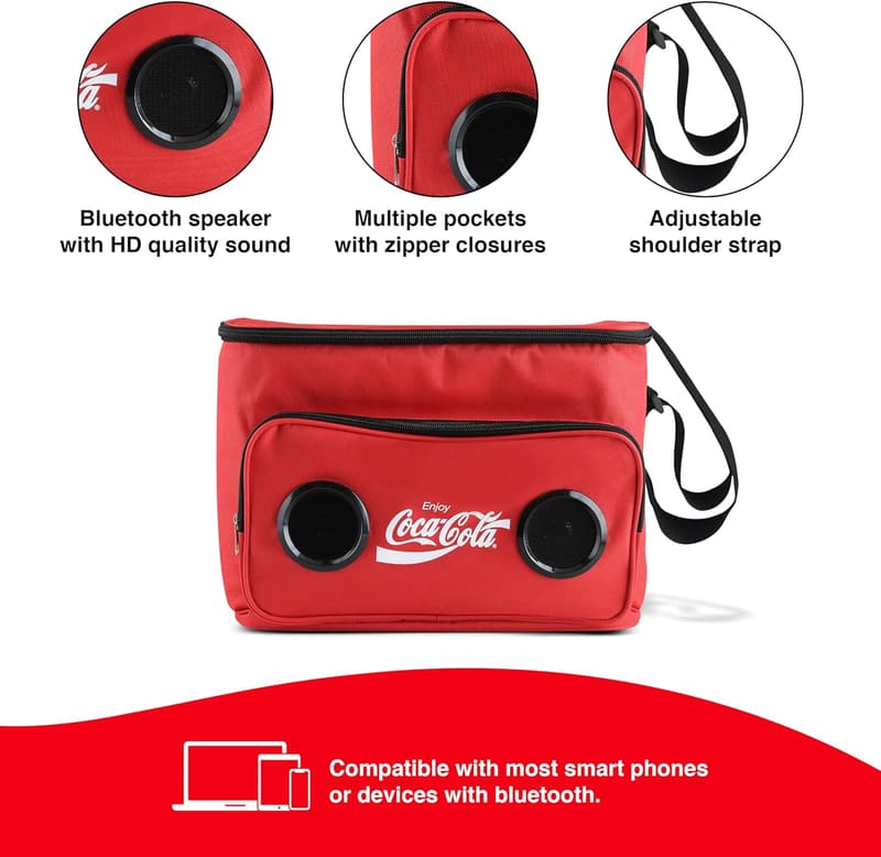 Bluetooth Cooler Bag with 24 Can Capacity & Multi-Zipped Pockets