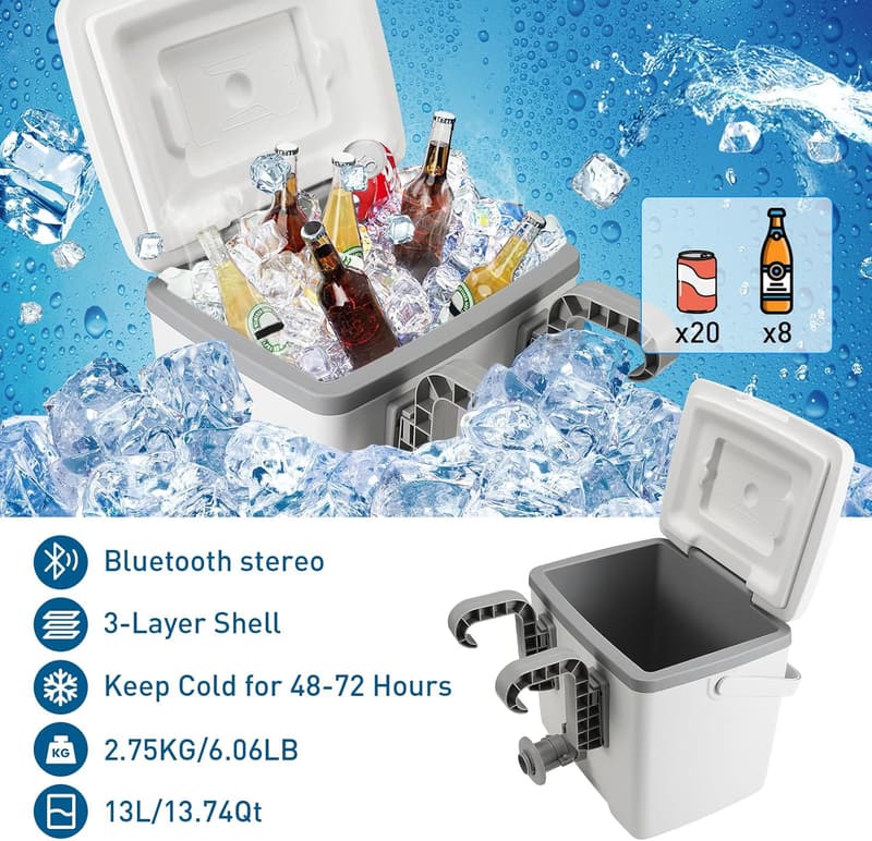 Bluetooth Pool Cooler with 13.74 Qt Capacity for Parties