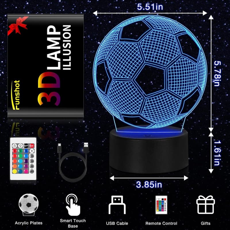 Soccer Night Light with Remote - 16 Colors & 4 Modes