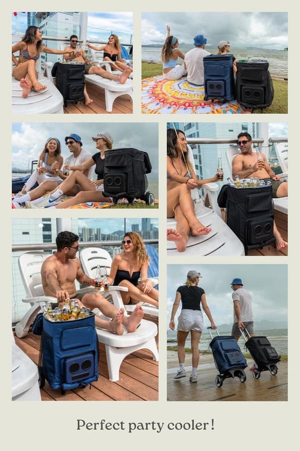Portable Bluetooth Rolling Cooler with 20W Speakers for Outdoor Fun