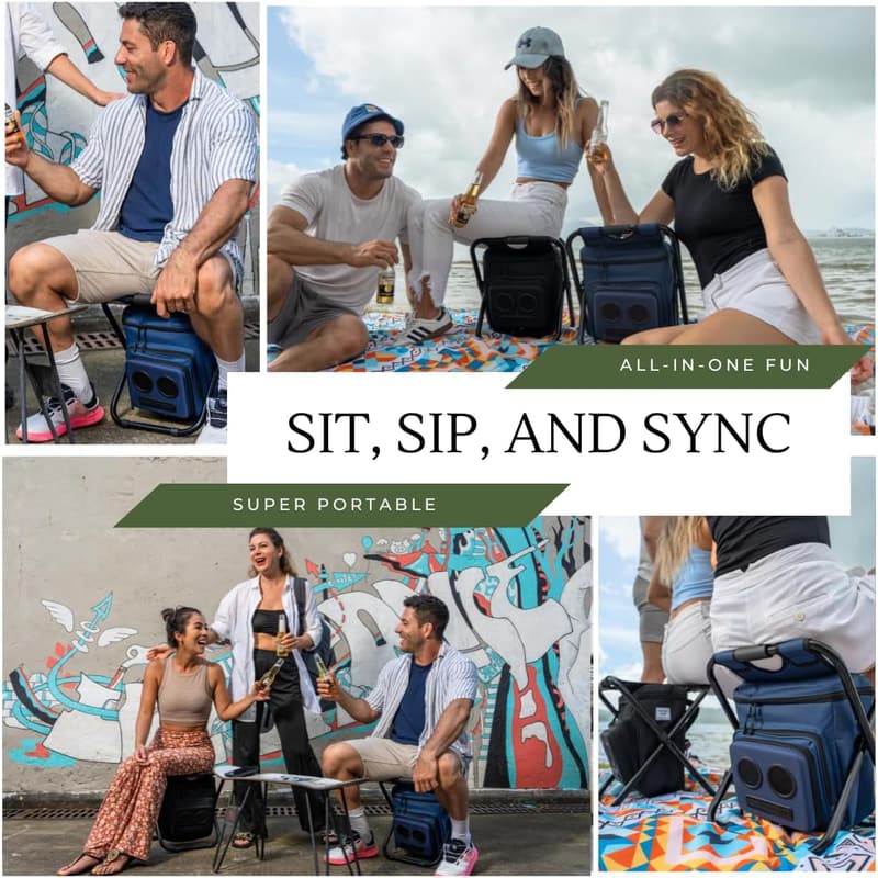 Bluetooth Backpack Cooler Chair with 20-Watt Speakers