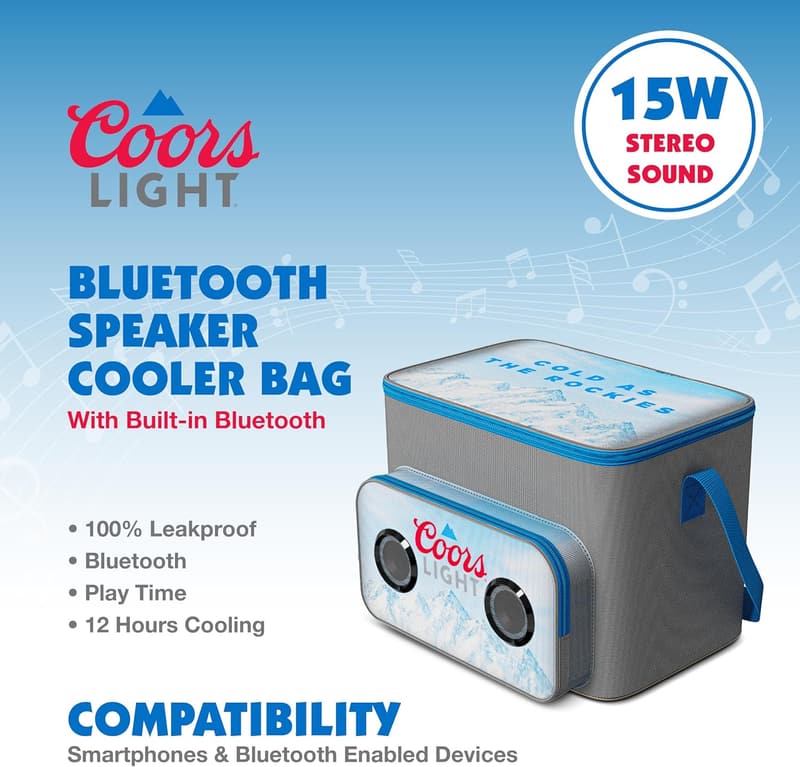 Coors Light Cooler Bag with Bluetooth Speakers for Outdoor Activities