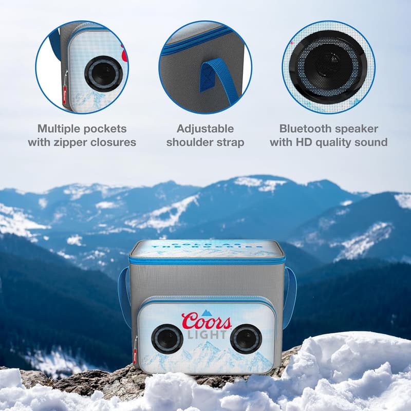 Coors Light Cooler Bag with Bluetooth Speakers for Outdoor Activities