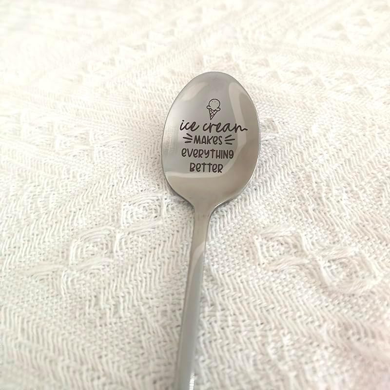 Engraved Stainless Steel Spoon for Ice Cream Lovers