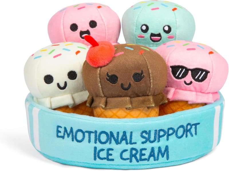 Cuddly Emotional Support Ice Cream Cone Plushies Set