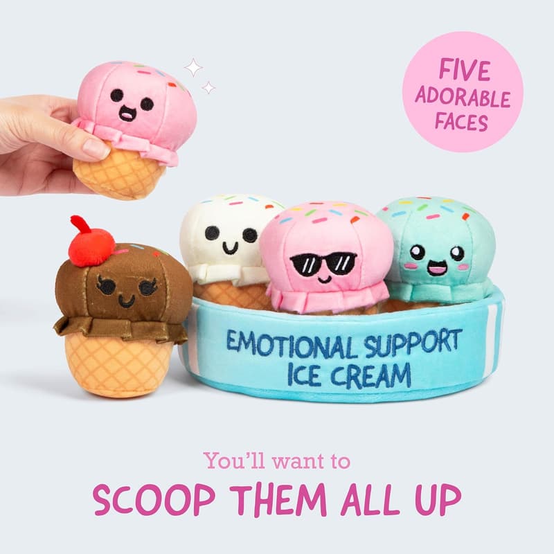 Cuddly Emotional Support Ice Cream Cone Plushies Set