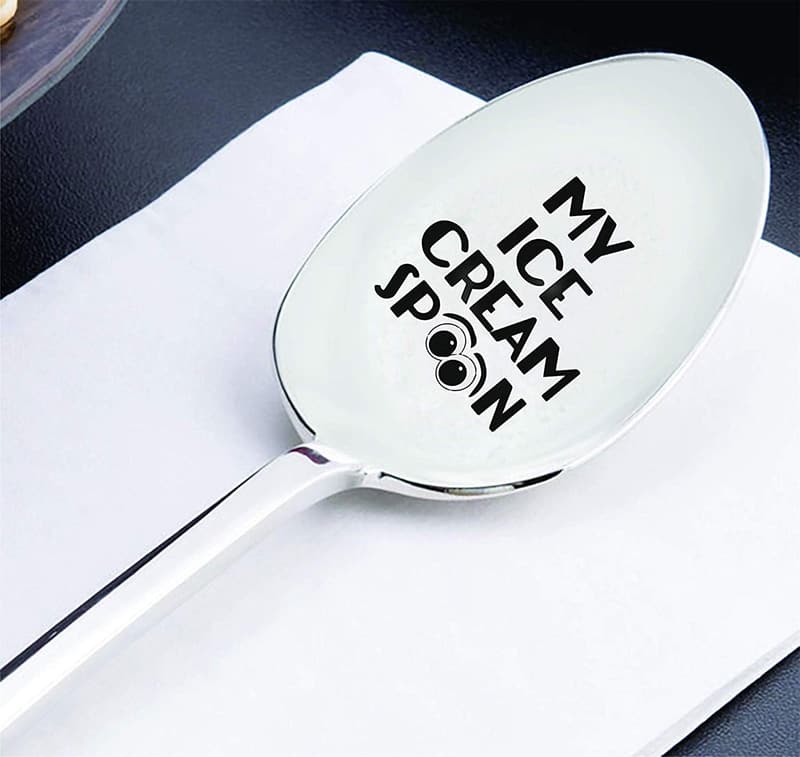 Engraved Stainless Steel Ice Cream Spoons for Couples