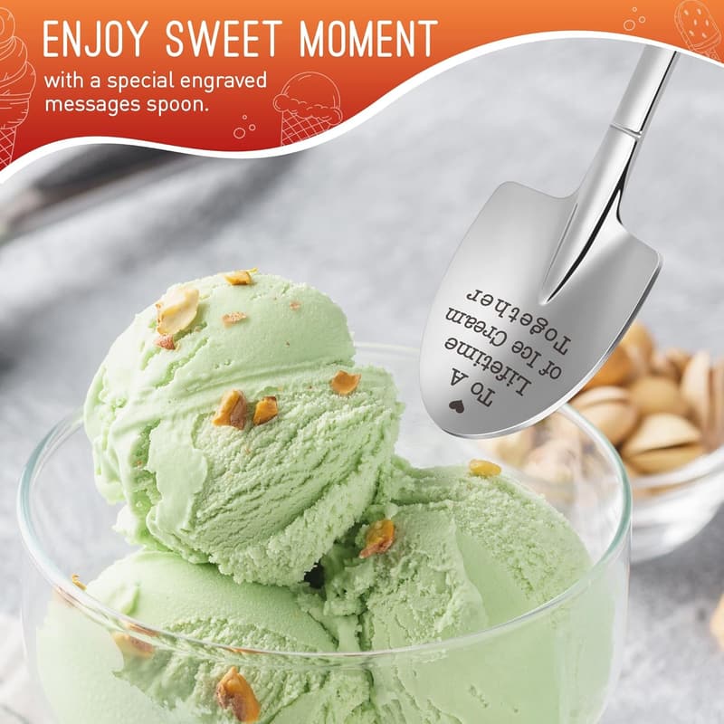 Engagement Gift: Engraved Ice Cream Spoons for Couples