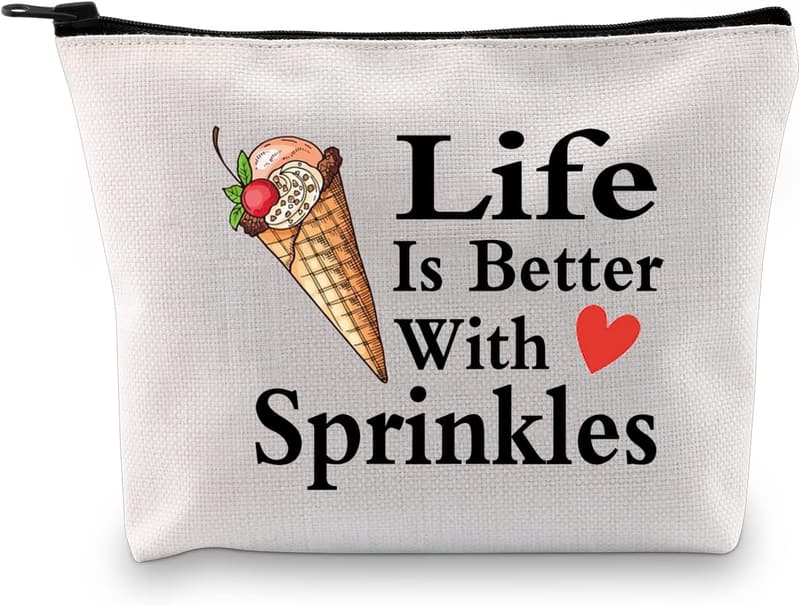 Ice Cream Lover Makeup Bag with Fun Pun Design