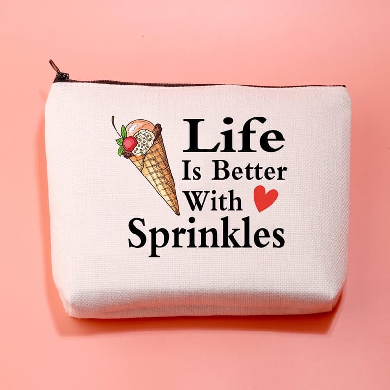 Ice Cream Lover Makeup Bag with Fun Pun Design