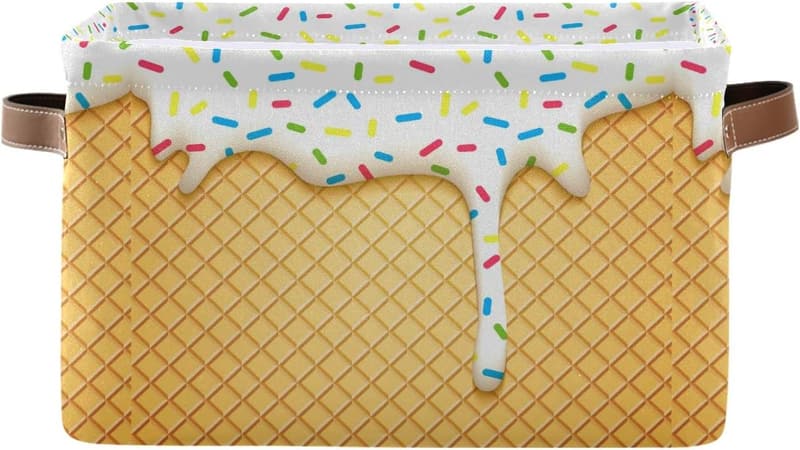 Large Ice Cream Cone Canvas Storage Bin - 15x11x9.5 inch