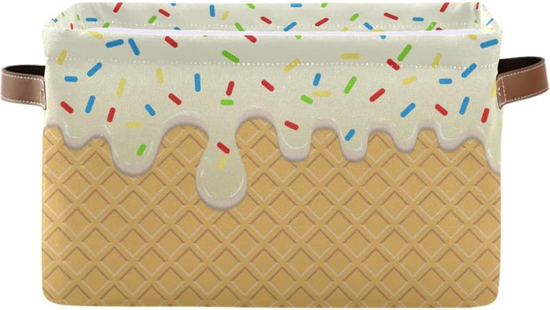 Foldable Rectangular Storage Bins with Handles for Home