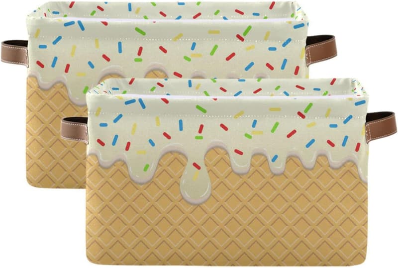 Foldable Rectangular Storage Bins with Handles for Home