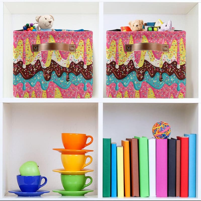 Rectangular Ice Cream Storage Basket Organizer for Home/Dorm