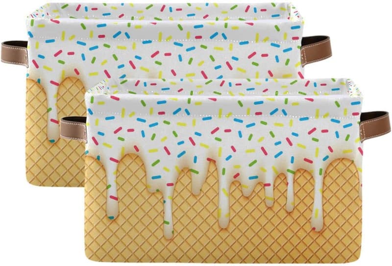 Rectangular Canvas Storage Bin with Handles for Home & Office