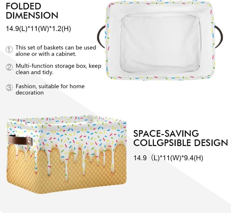 Rectangular Canvas Storage Bin with Handles for Home & Office