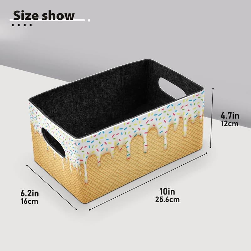 Ice Cream Cone Storage Baskets - 2-Pack, Foldable Organizers