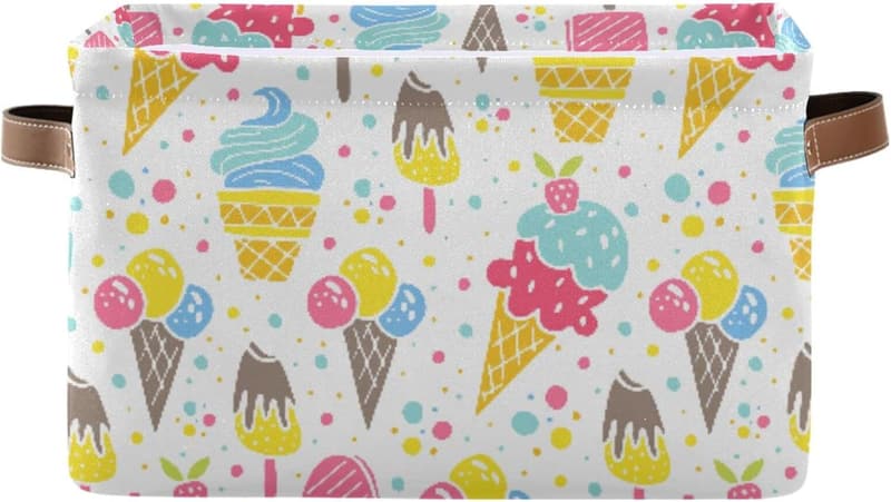 Polka Dot Foldable Storage Box with Handles for Home Organization