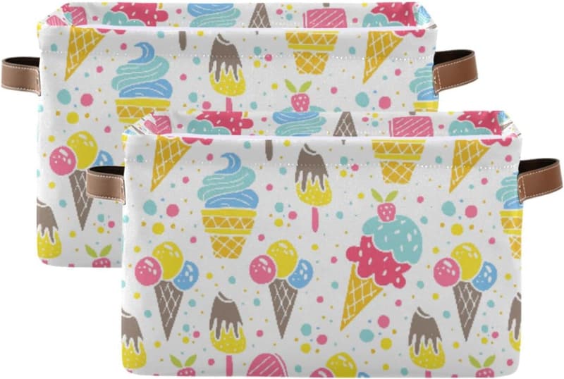 Polka Dot Foldable Storage Box with Handles for Home Organization