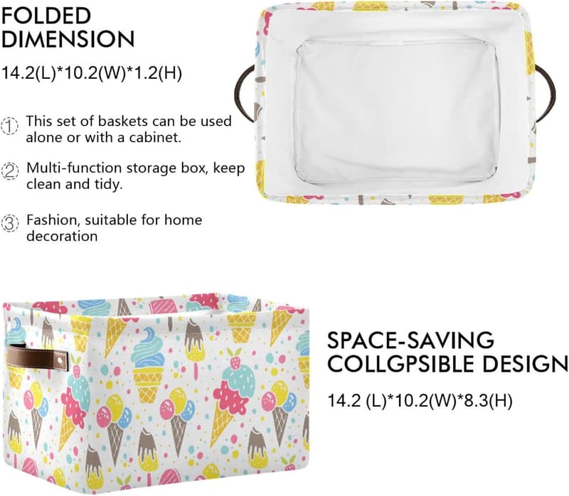 Polka Dot Foldable Storage Box with Handles for Home Organization
