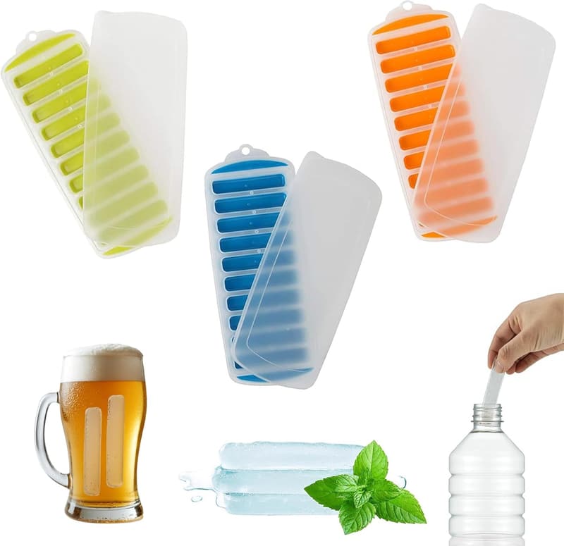 Silicone Ice Cube Tray Set - 3-Piece Quick-Freeze, 30 Slots