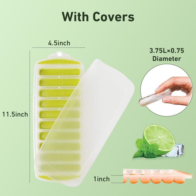 Silicone Ice Cube Tray Set - 3-Piece Quick-Freeze, 30 Slots