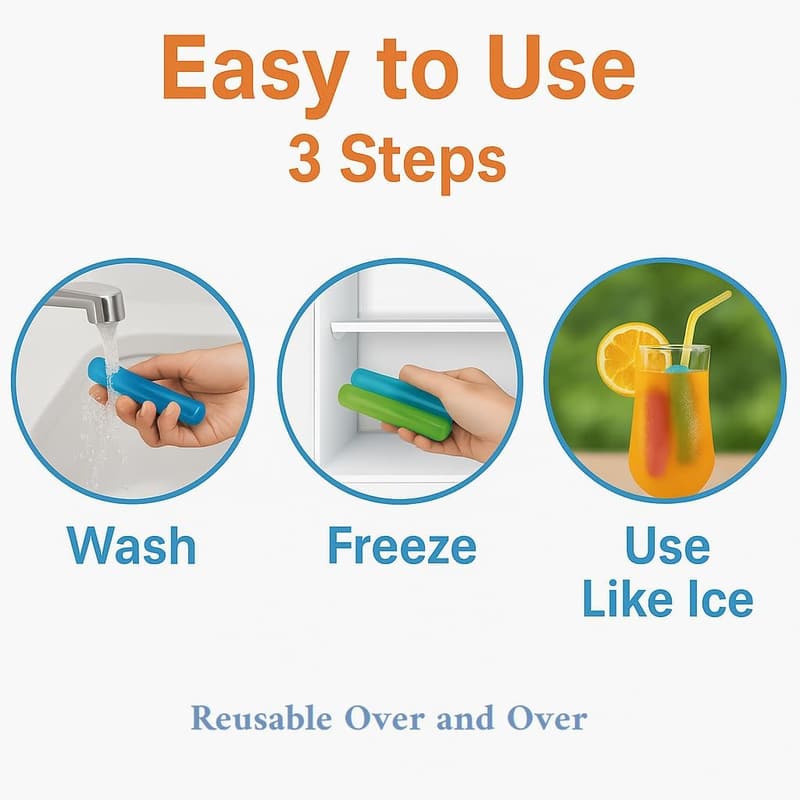 BPA-Free Reusable Ice Cube Sticks for Beverages (6)