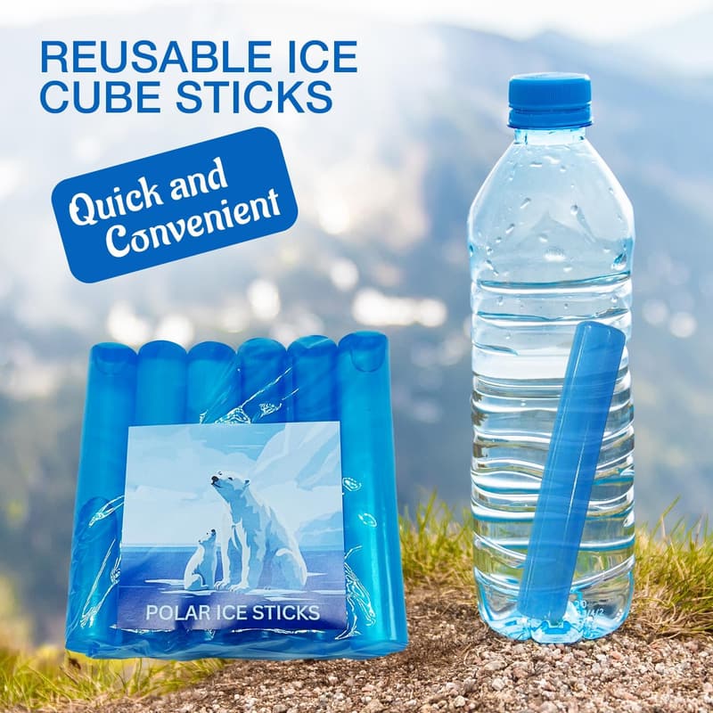 Refreezable Ice Sticks for Blue Water Bottles - 6 Pack