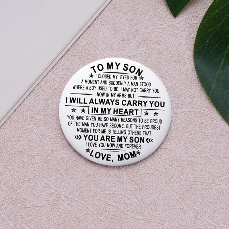 Inspirational Pocket Hug Token with PU Leather Keychain