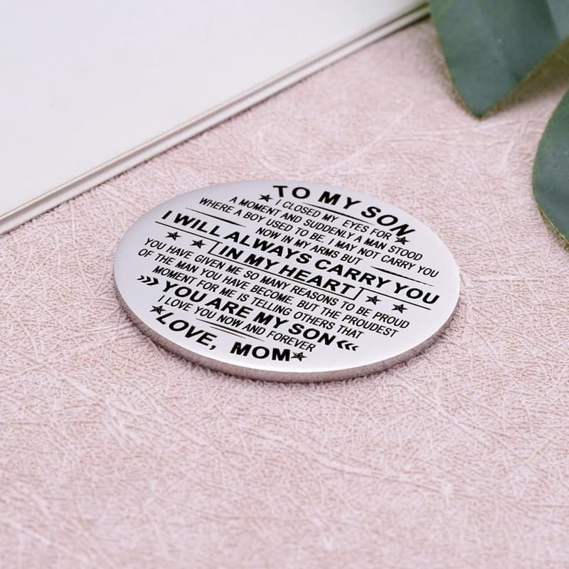 Inspirational Pocket Hug Token with PU Leather Keychain