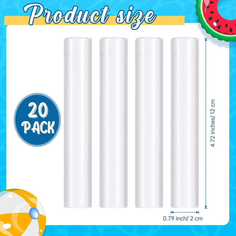 Reusable Plastic Ice Sticks for Drinks - 20 Pack
