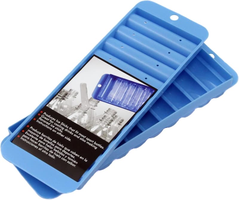 Blue Ice Cube Tray with 10 Plastic Ice Sticks, 9.5