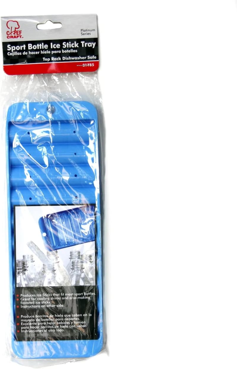 Blue Ice Cube Tray with 10 Plastic Ice Sticks, 9.5