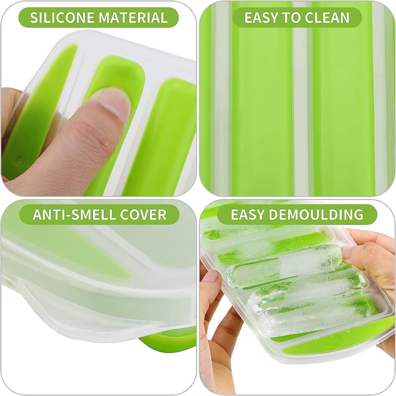 Silicone Ice Cube Tray Set with Lid for Water Bottles
