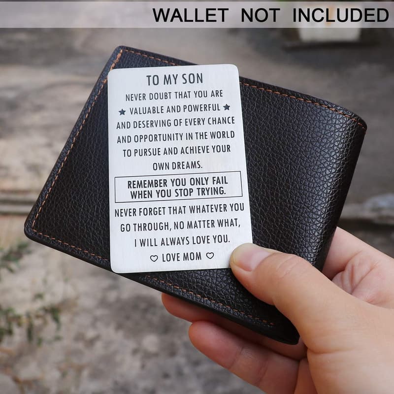 Motivational Wallet Insert for Son - Graduation Gift from Mom