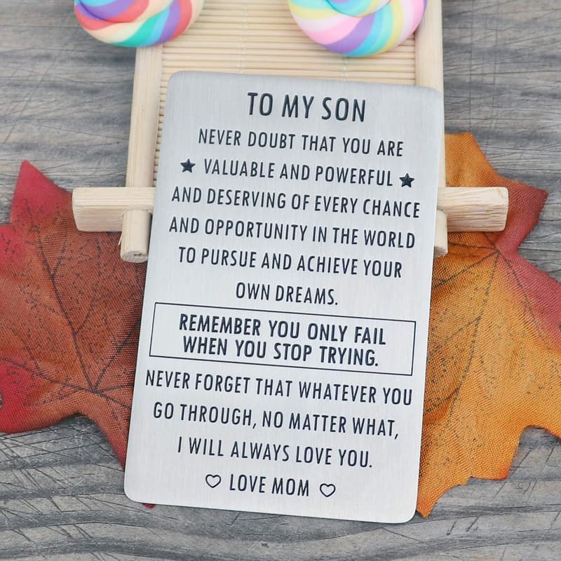 Motivational Wallet Insert for Son - Graduation Gift from Mom