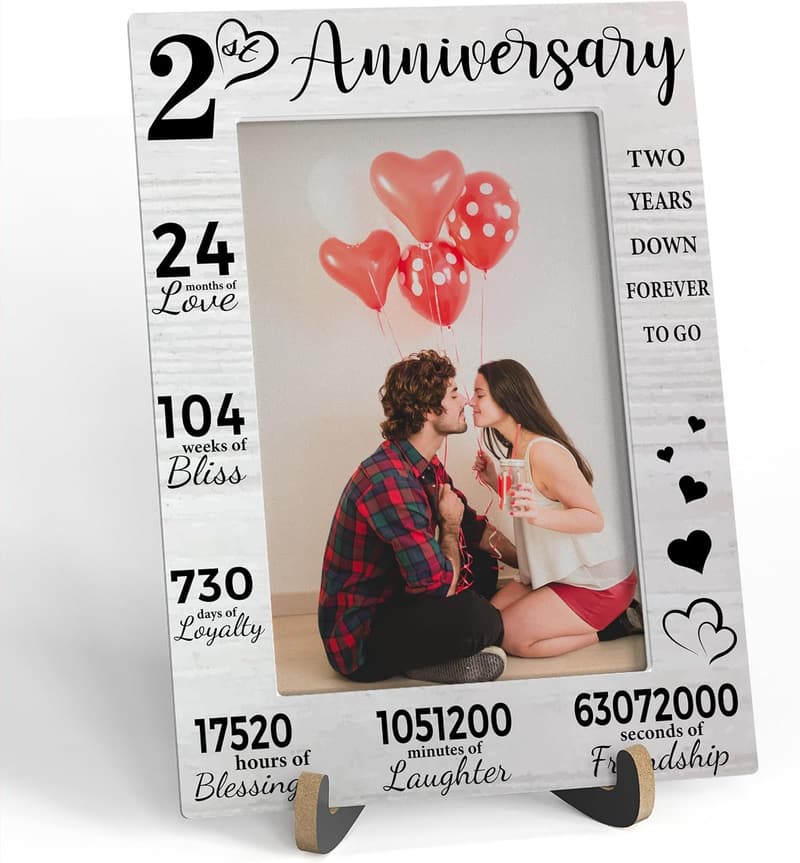 2nd Anniversary Wooden Tabletop Photo Frame