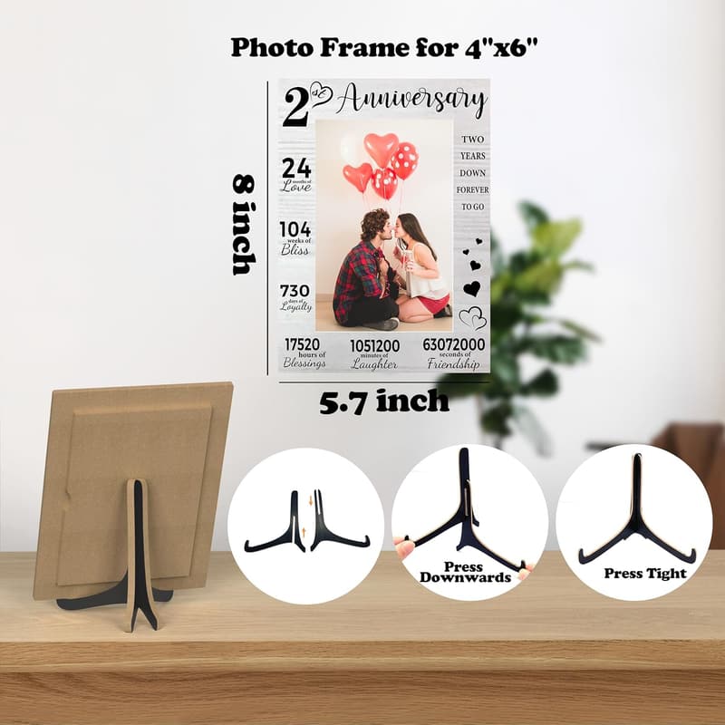 2nd Anniversary Wooden Tabletop Photo Frame