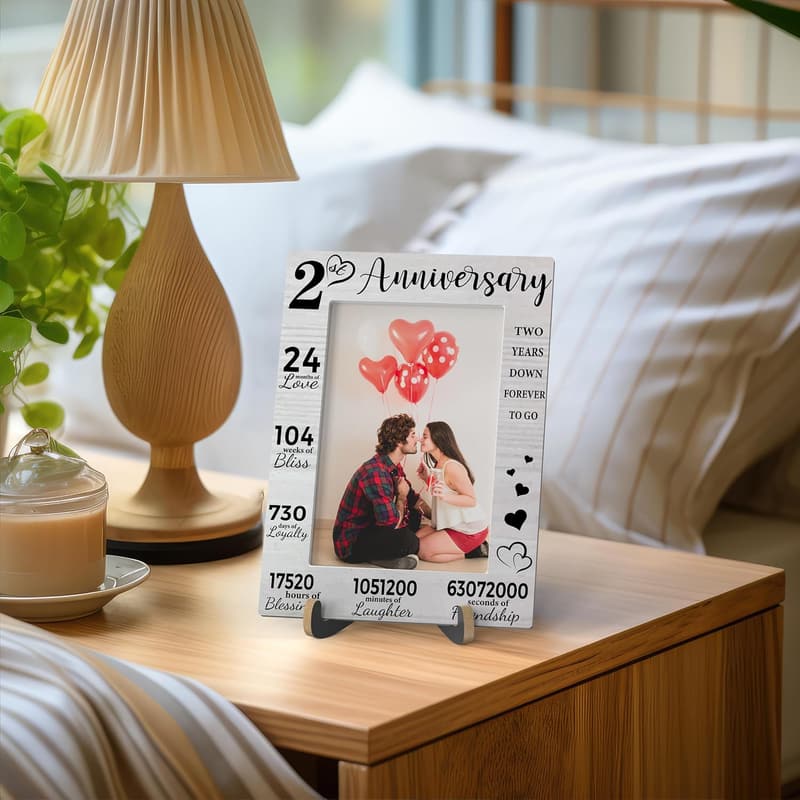 2nd Anniversary Wooden Tabletop Photo Frame