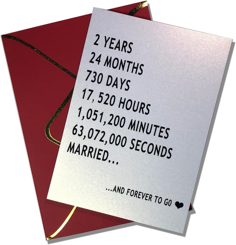 2nd Anniversary Card - Funny Gift for Couples