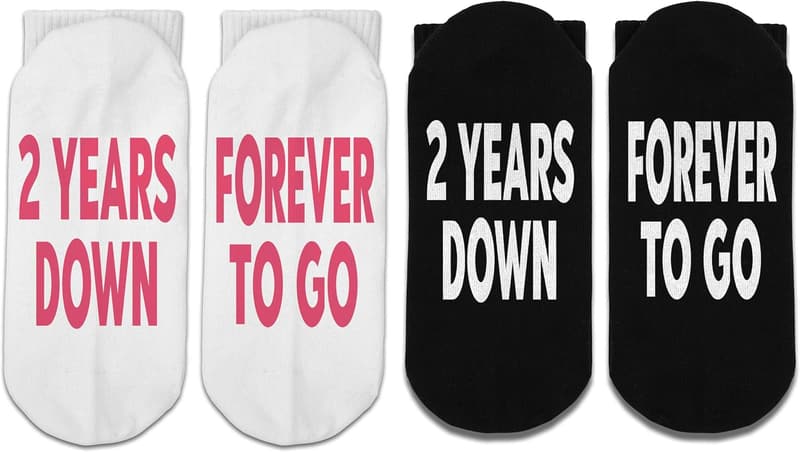 2nd Anniversary Couples Socks - Forever To Go Design