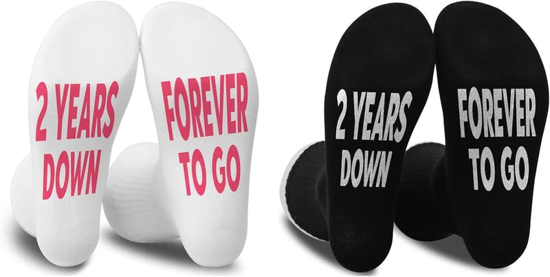 2nd Anniversary Couples Socks - Forever To Go Design