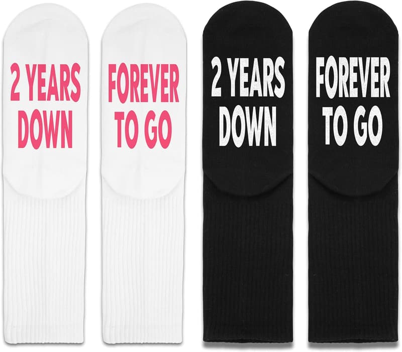 2nd Anniversary Couples Socks - Forever To Go Design