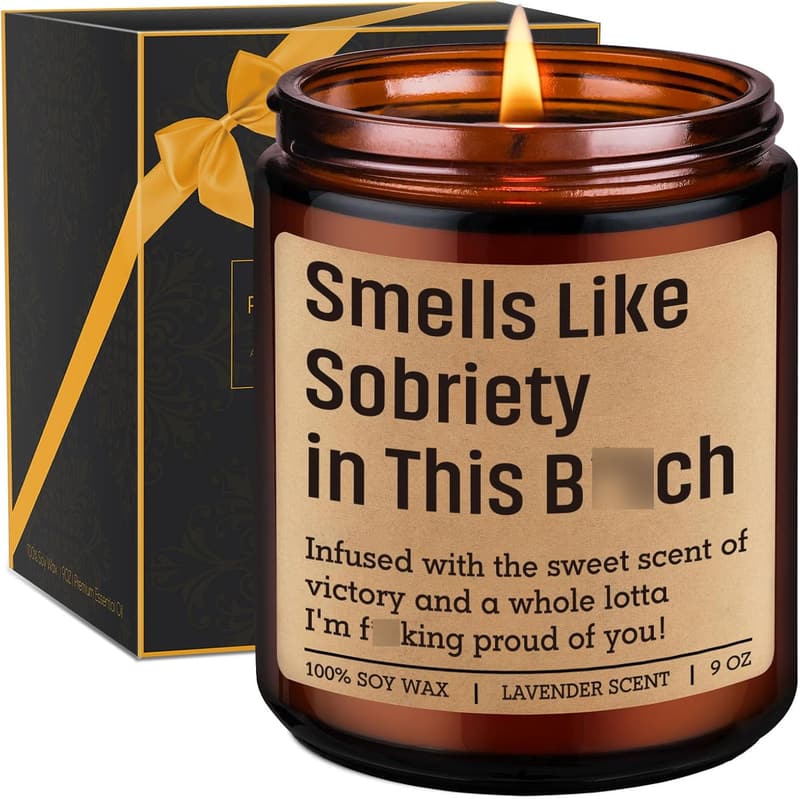 Sobriety Candle - 2-Year Anniversary Gift for Him & Her