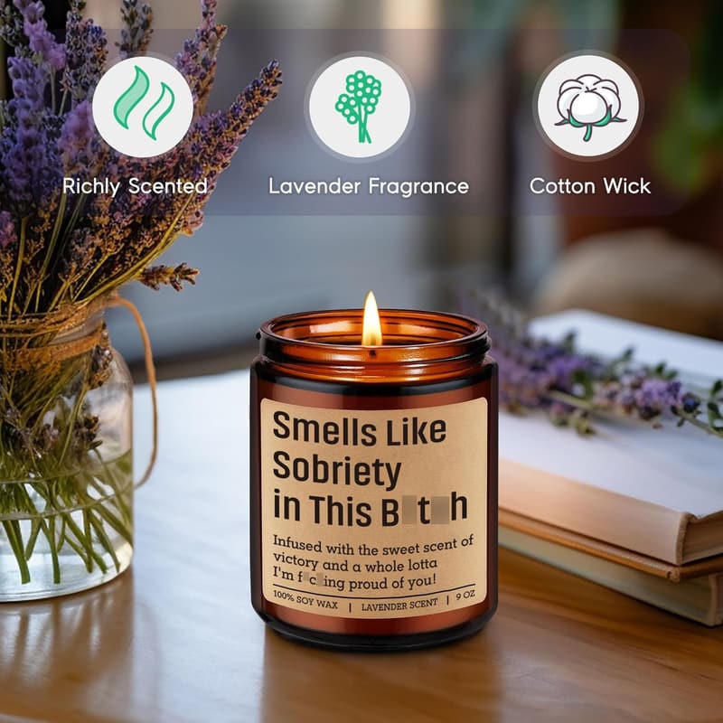 Sobriety Candle - 2-Year Anniversary Gift for Him & Her