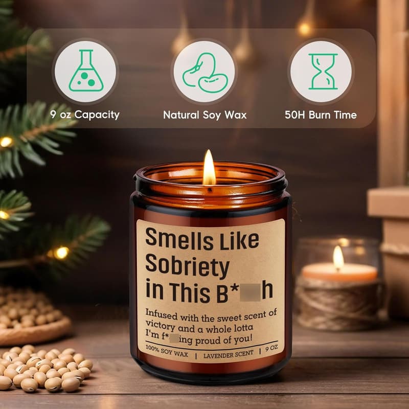 Sobriety Candle - 2-Year Anniversary Gift for Him & Her